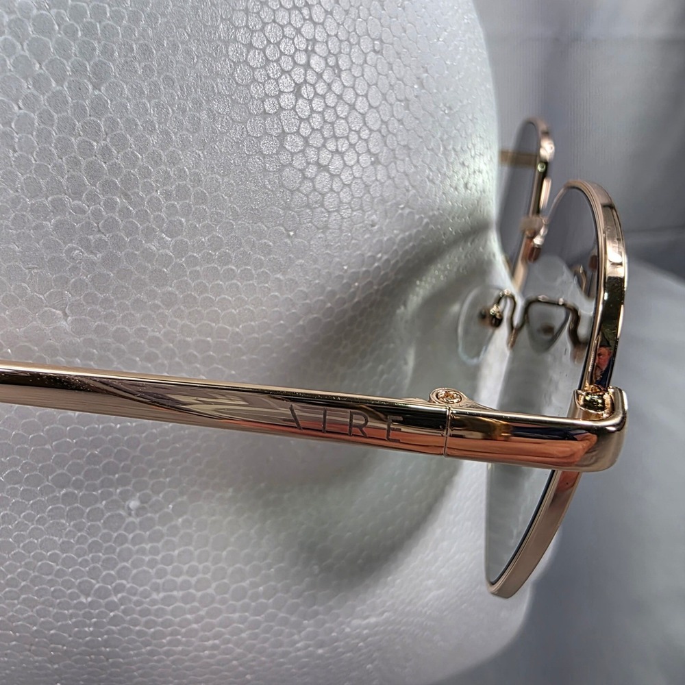 AIRE Sunglasses Gold Metal Frame Square Green Lens Fashion Sun Glasses - Picture 4 of 8